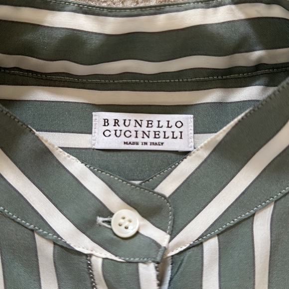 NWOT Brunello Cucinelli Silk Blouse Striped Girls Size 12+ - Picture 2 of 7